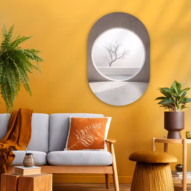 Glasbild Oval - Baum – Kreis – Modern — 3