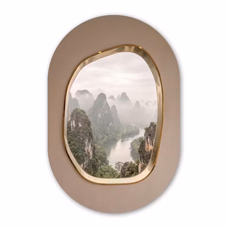 Glasbild Oval - Berge – Fluss – Natur — 1