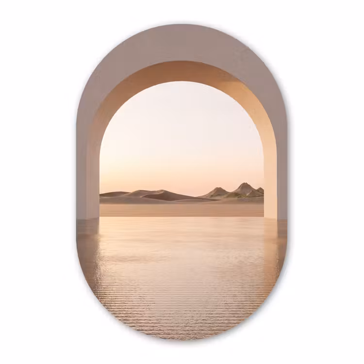 Glasbild Oval - Bogen – Wüste – Natur — 1