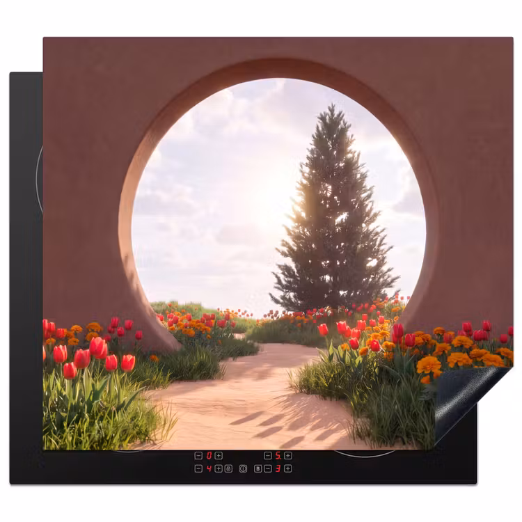 Herdabdeckplatte - Weg – Blumen – Natur — 1