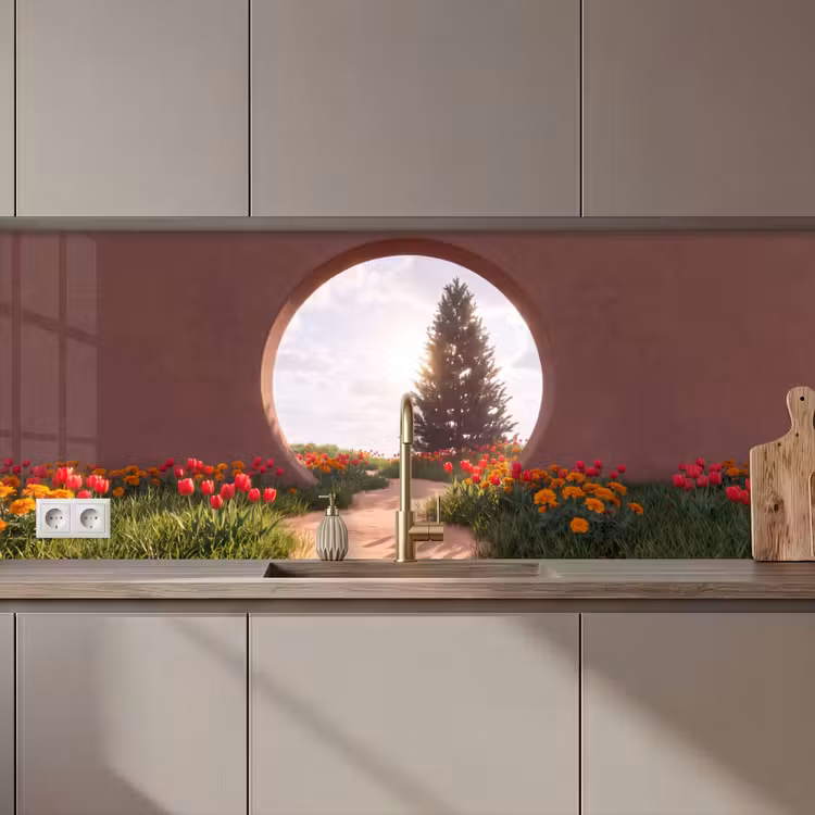 Küchenrückwand - Weg – Blumen – Natur — 1