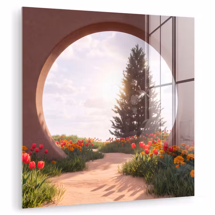 Glasbild - Weg – Blumen – Natur — 1