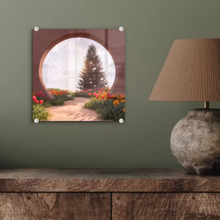 Glasbild - Weg – Blumen – Natur — 4