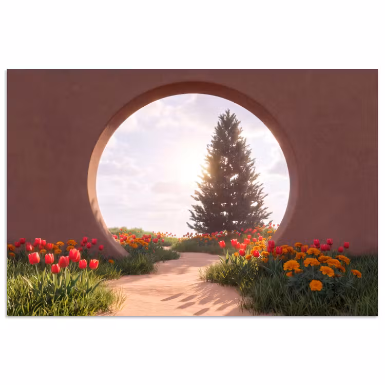 Poster - Weg – Blumen – Natur — 1