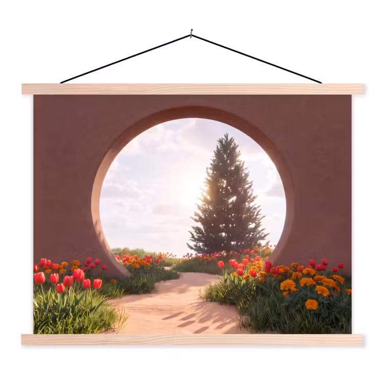 Stoffbild - Weg – Blumen – Natur — 1