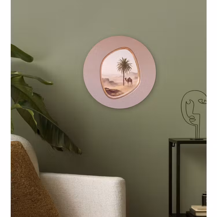 Glasbild Rund - Kamel – Wüste – Natur — 3