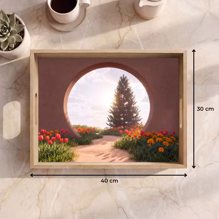 Tablett - Weg – Blumen – Natur — 9