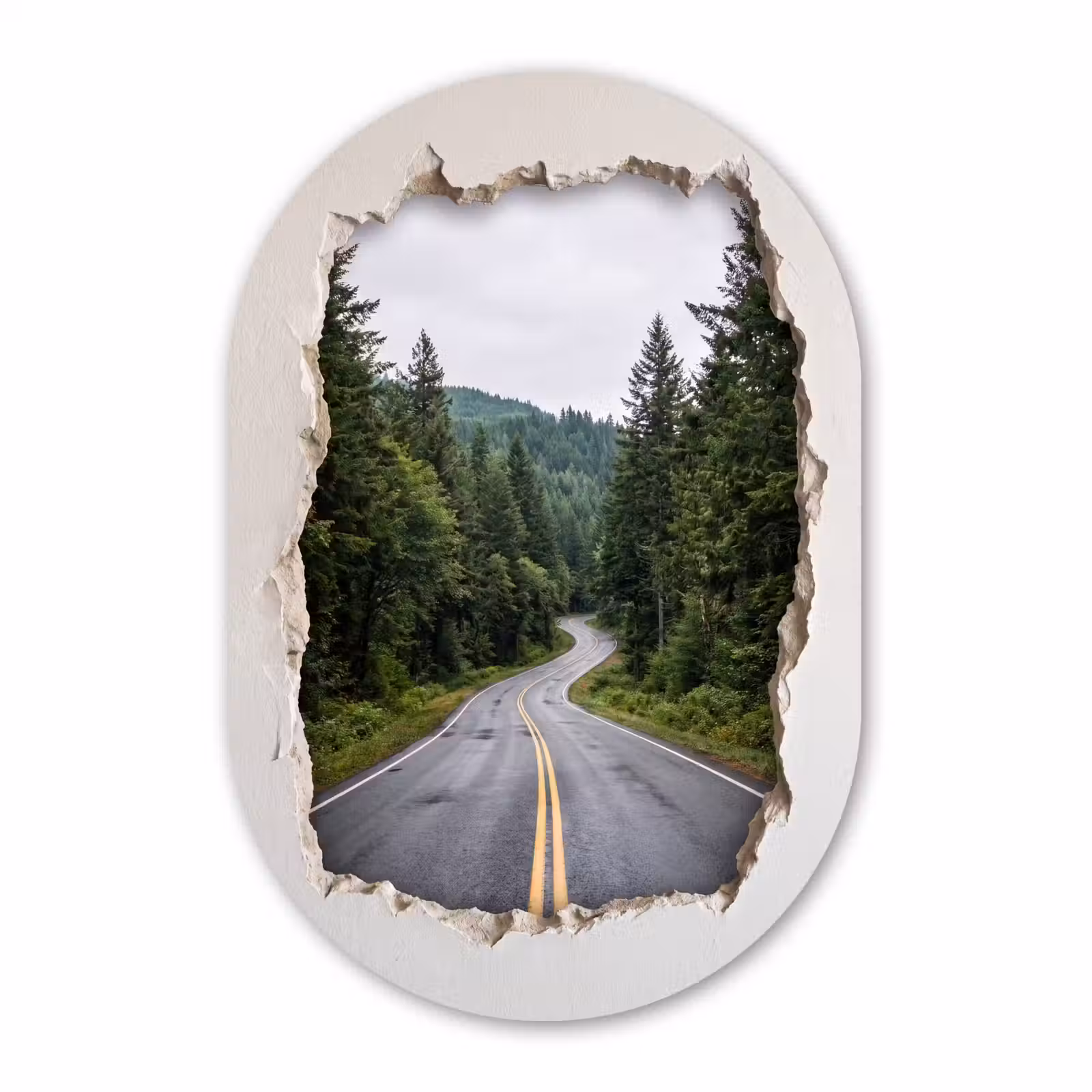 Alu-Dibond-Bild Oval - Straße – Wald – Natur — 1