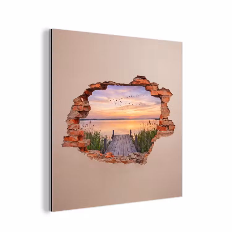 Alu-Dibond-Bild - Mauer – Landschaft – Illusion — 1