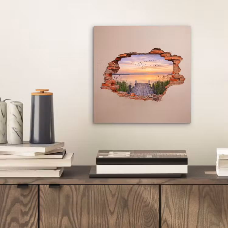 Alu-Dibond-Bild - Mauer – Landschaft – Illusion — 2