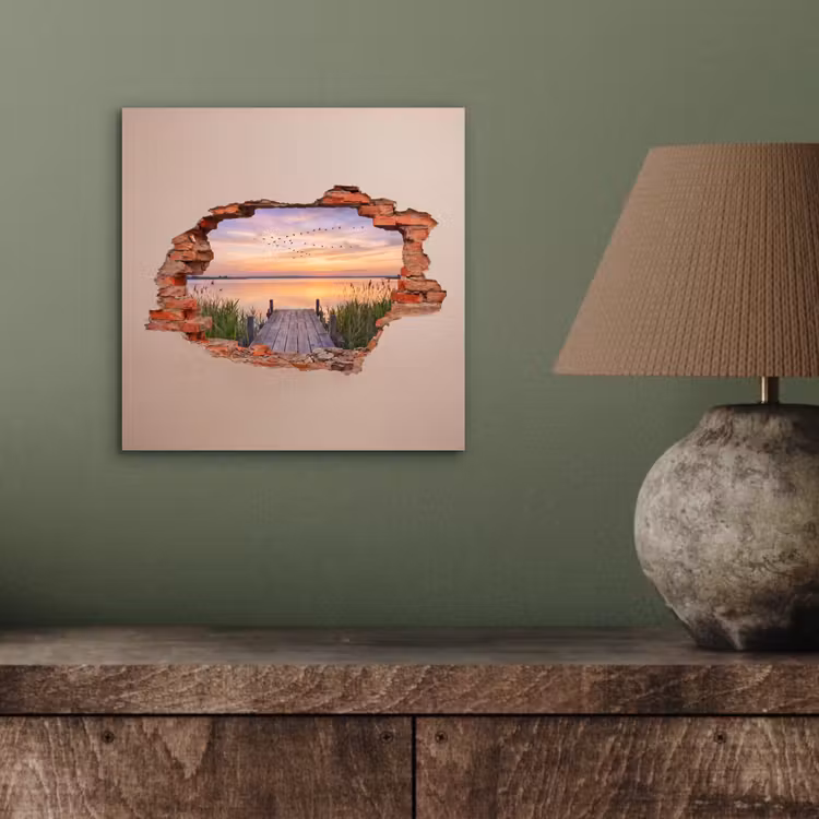 Alu-Dibond-Bild - Mauer – Landschaft – Illusion — 3