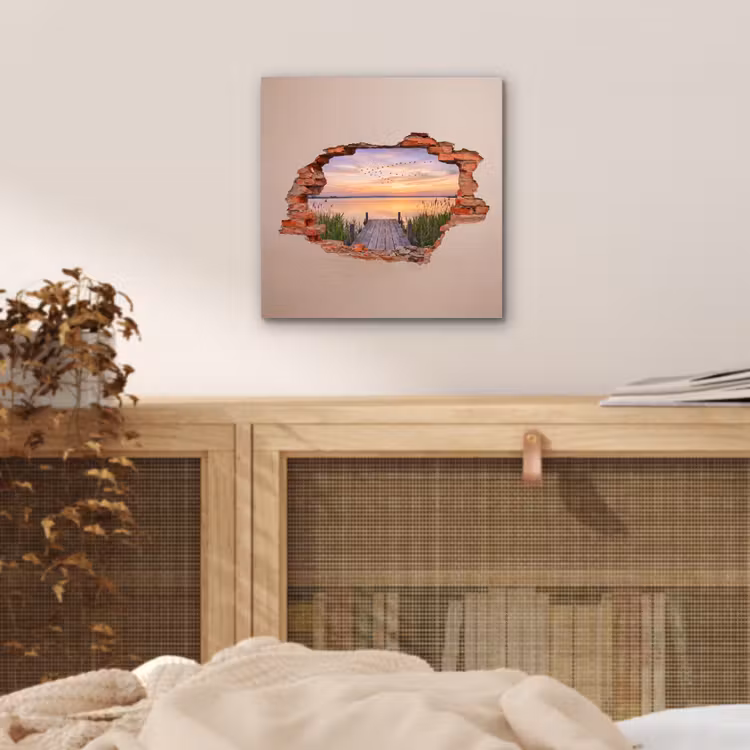 Alu-Dibond-Bild - Mauer – Landschaft – Illusion — 4
