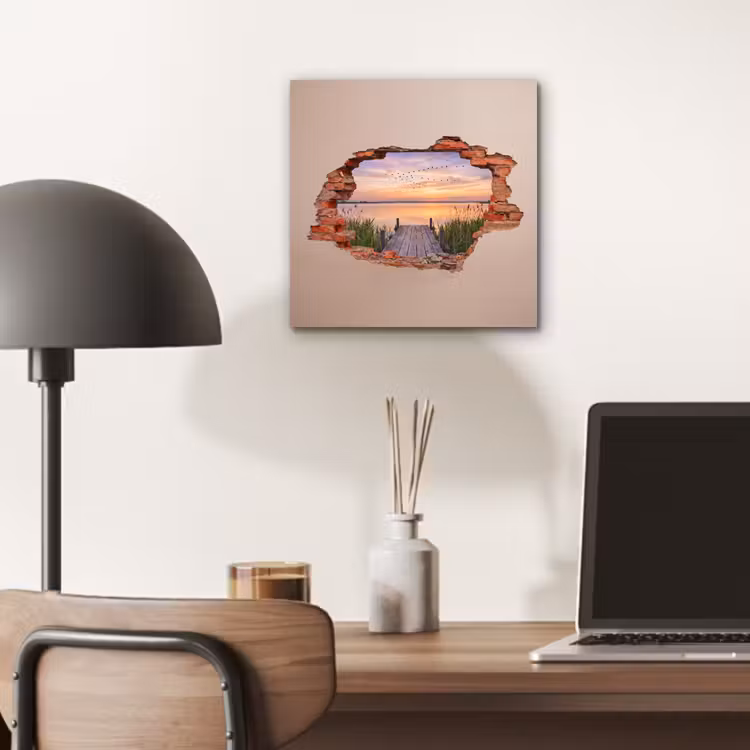 Alu-Dibond-Bild - Mauer – Landschaft – Illusion — 6