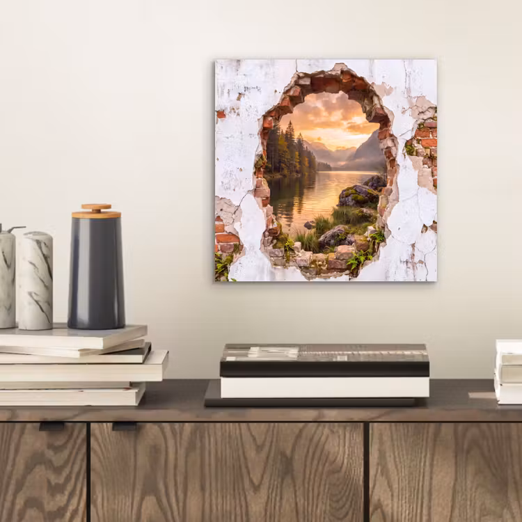 Alu-Dibond-Bild - Mauer – Landschaft – Natur — 2