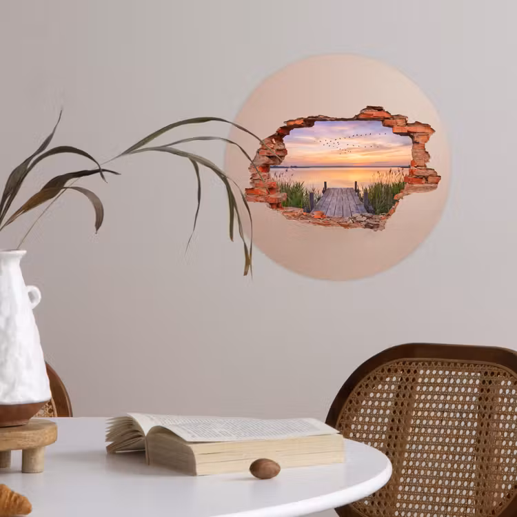 Runde Tapete - Mauer – Landschaft – Illusion — 4
