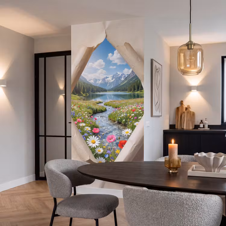 Tapete - Blumen – Fluss – Landschaft — 5