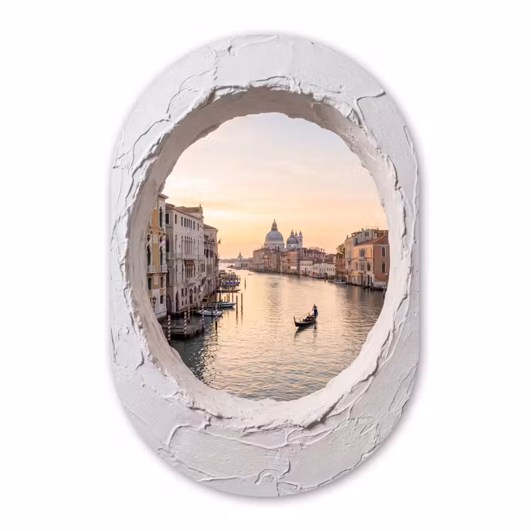 Glasbild Oval - Gondel – Kanal – Venedig — 1