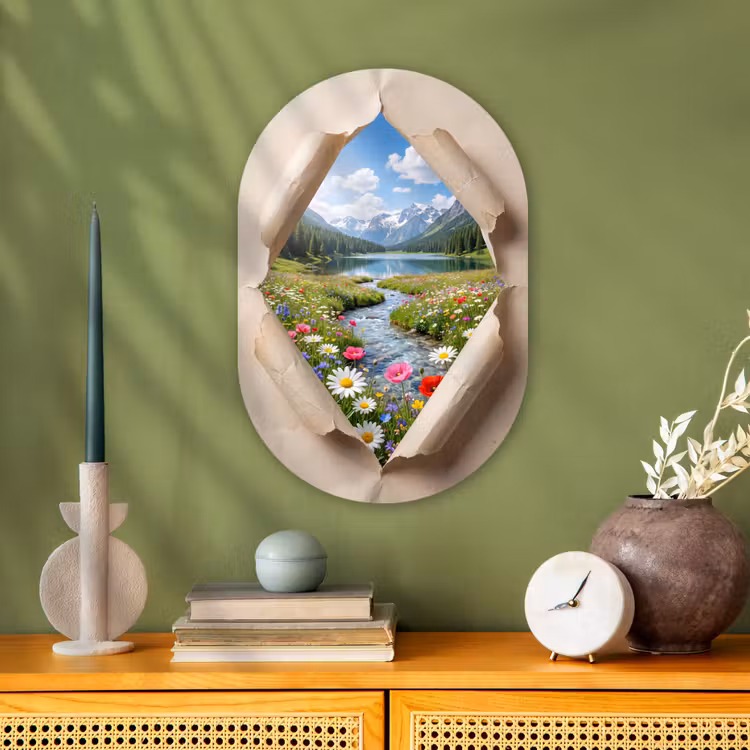 Forexbild Oval - Blumen – Fluss – Landschaft — 3