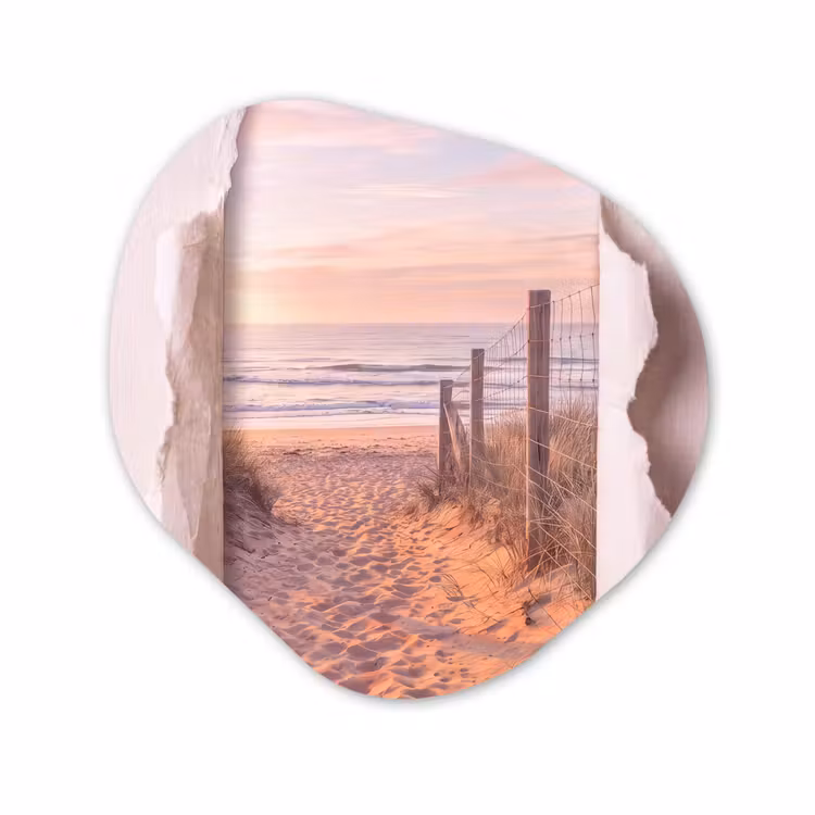 Glasbild Organische Form - Düne – Weg – Küste — 1