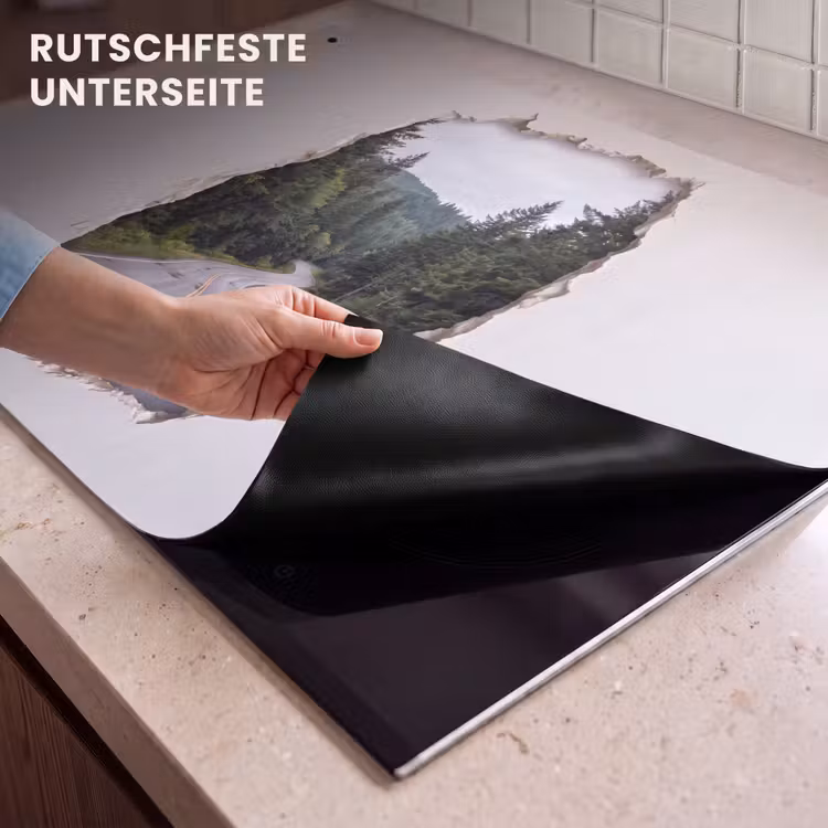 2-in-1 Herdabdeckplatte & Spritzschutz - Straße – Wald – Natur — 4