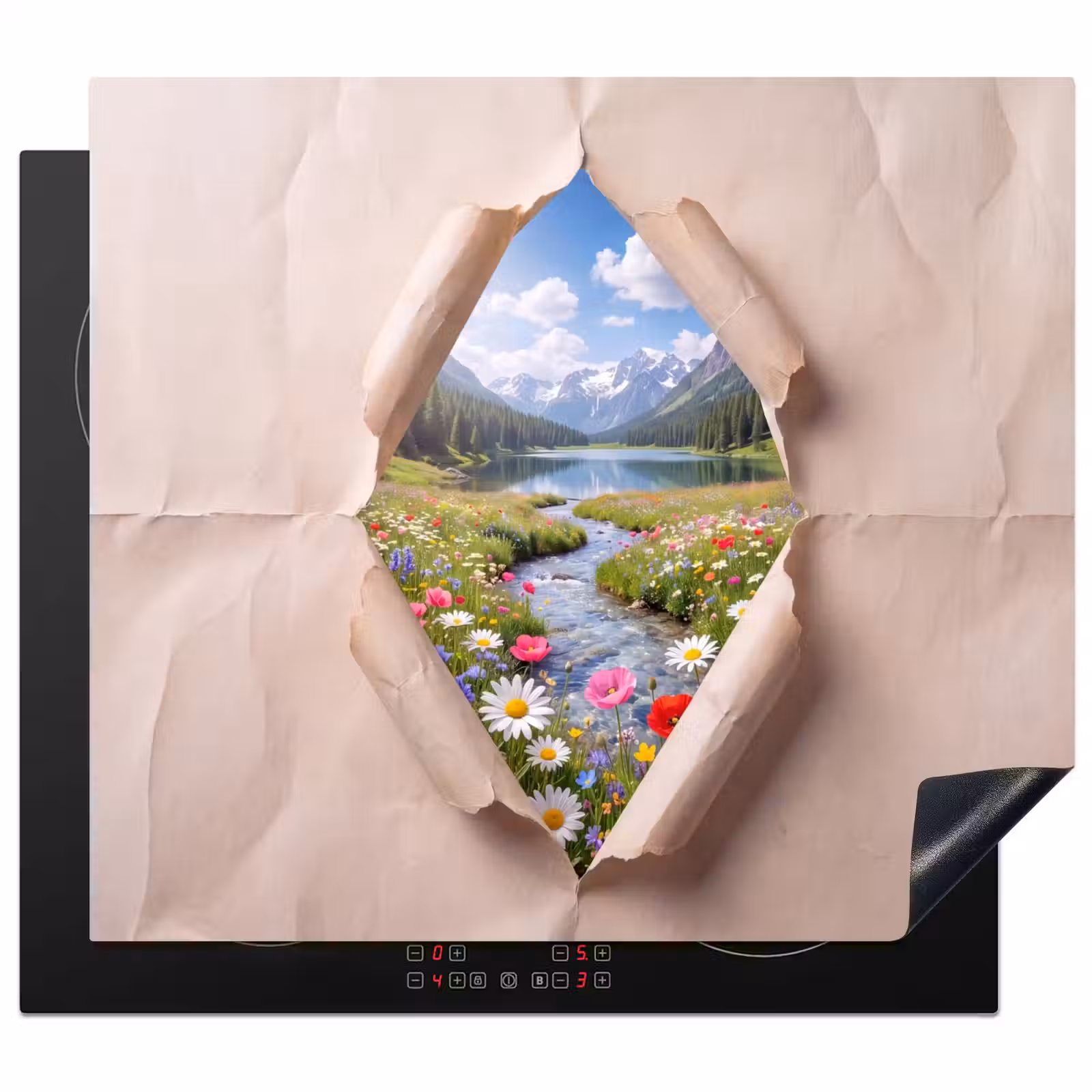 Herdabdeckplatte - Blumen – Fluss – Landschaft — 1