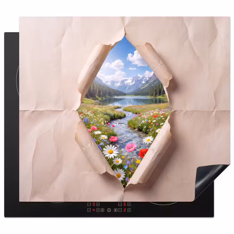 Herdabdeckplatte - Blumen – Fluss – Landschaft — 1