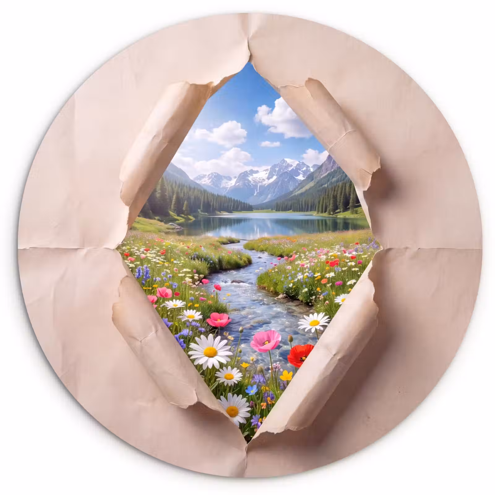 Forexbild Rund - Blumen – Fluss – Landschaft — 1