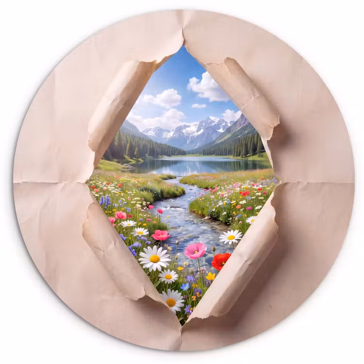 Forexbild Rund - Blumen – Fluss – Landschaft — 1