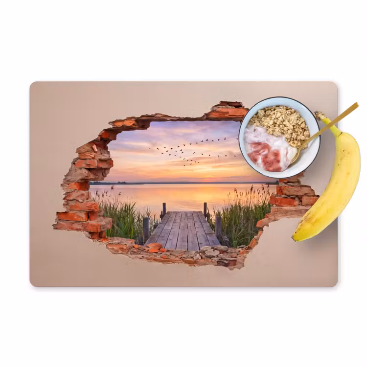 Tischset - 6 Stück - Mauer – Landschaft – Illusion — 1