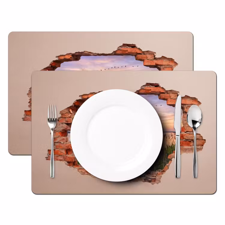 Tischset - 6 Stück - Mauer – Landschaft – Illusion — 2