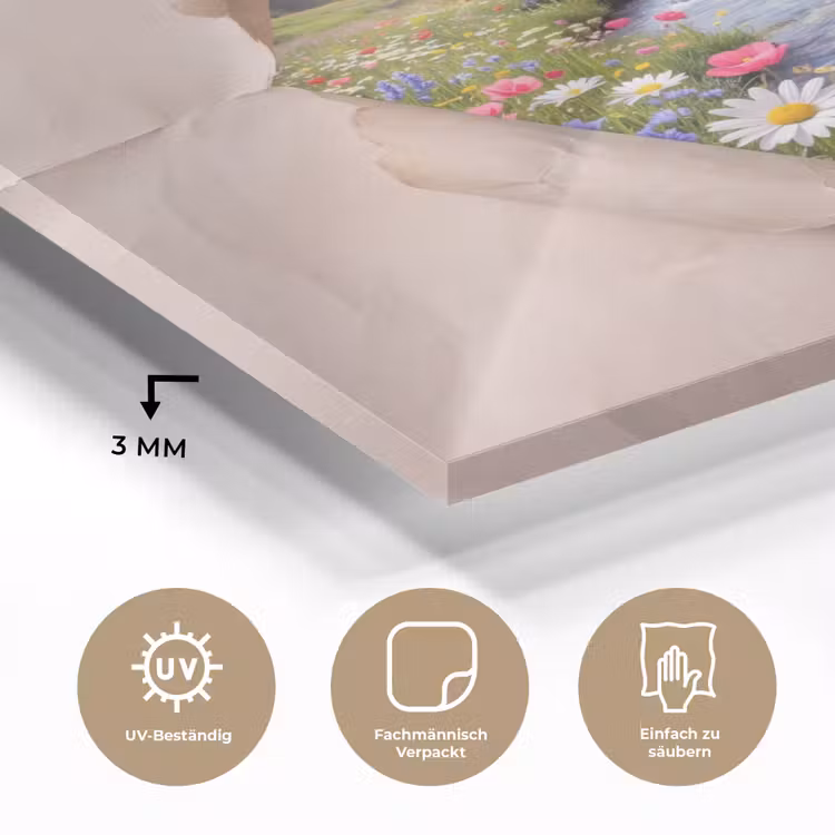 Glasbild - Blumen – Fluss – Landschaft — 3