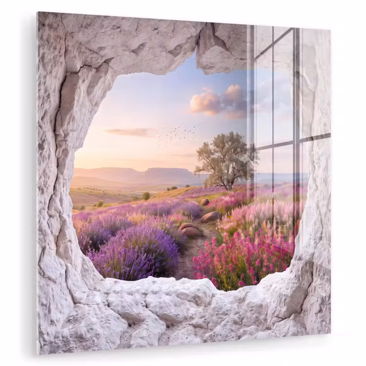 Glasbild - Blumen – Weg – Natur — 1