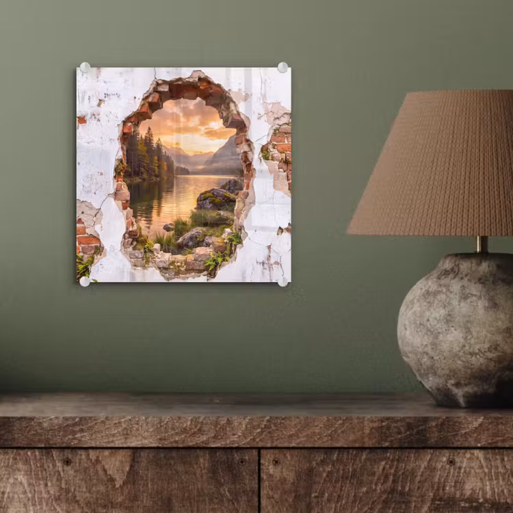 Glasbild - Mauer – Landschaft – Natur — 4