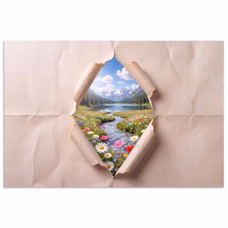 Poster - Blumen – Fluss – Landschaft — 1