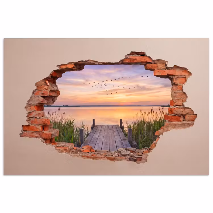 Poster - Mauer – Landschaft – Illusion — 1