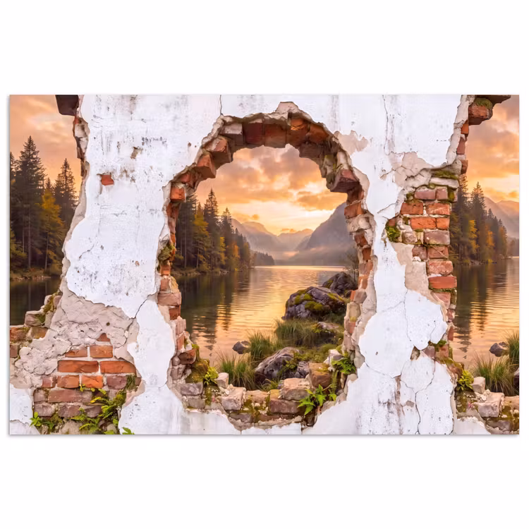 Poster - Mauer – Landschaft – Natur — 1