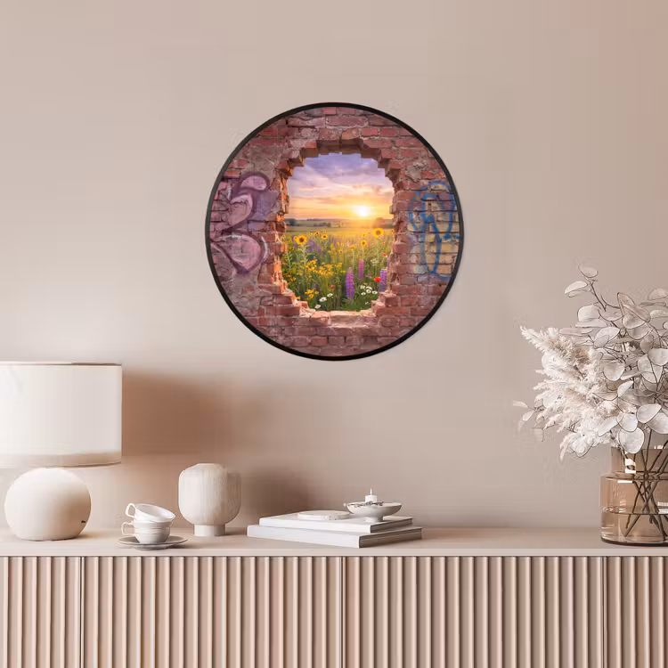 Poster im Rahmen Rund - Blumen – Feld – Natur — 5