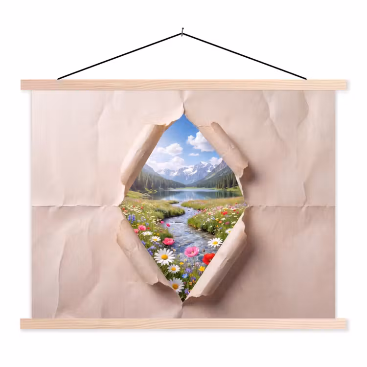 Stoffbild - Blumen – Fluss – Landschaft — 1