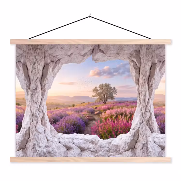 Stoffbild - Blumen – Weg – Natur — 1