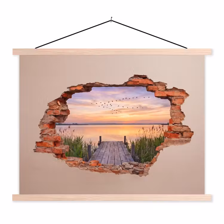 Stoffbild - Mauer – Landschaft – Illusion — 1