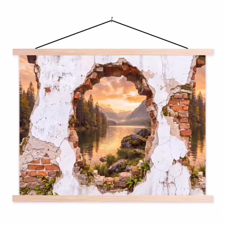 Stoffbild - Mauer – Landschaft – Natur — 1