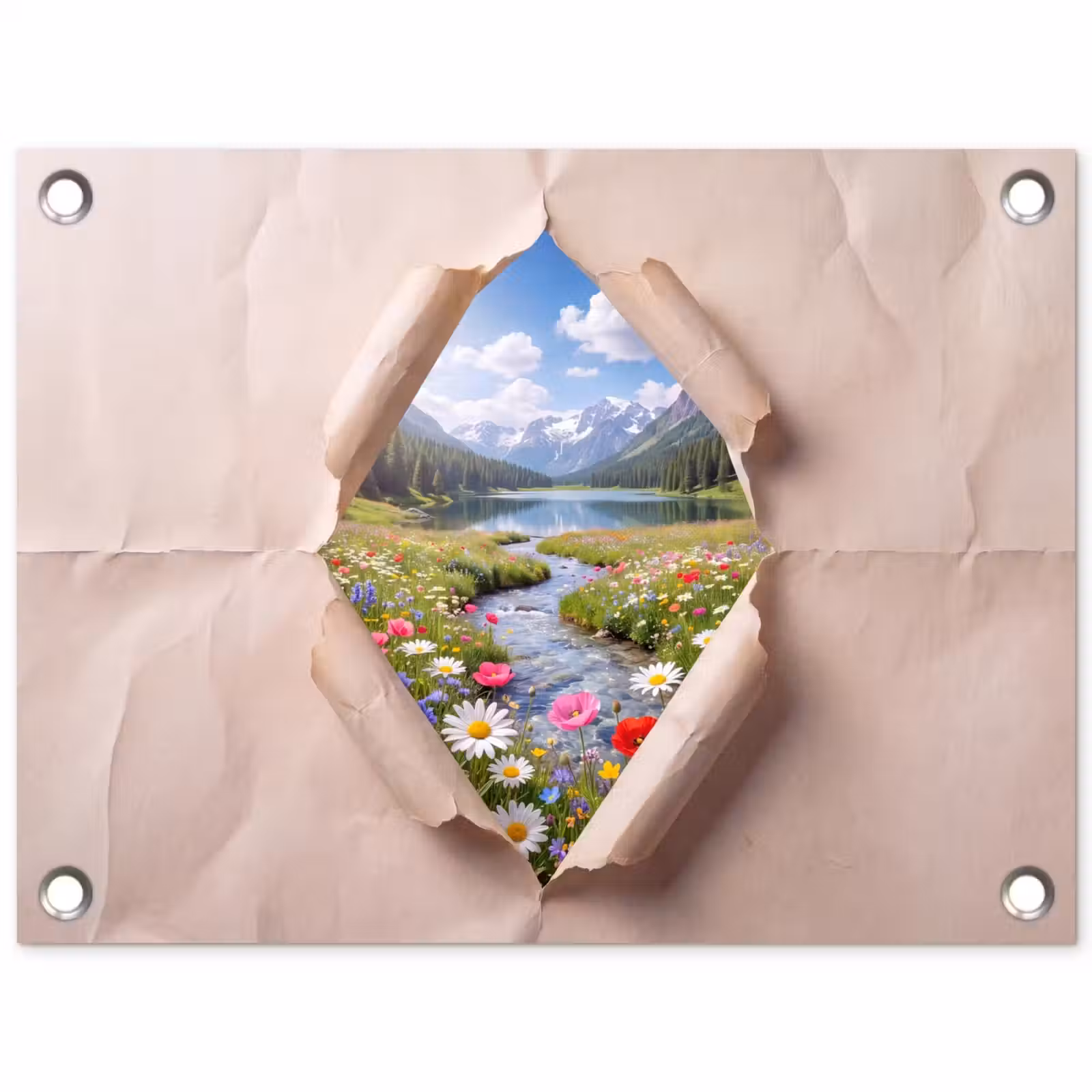 Gartenposter - Blumen – Fluss – Landschaft — 1