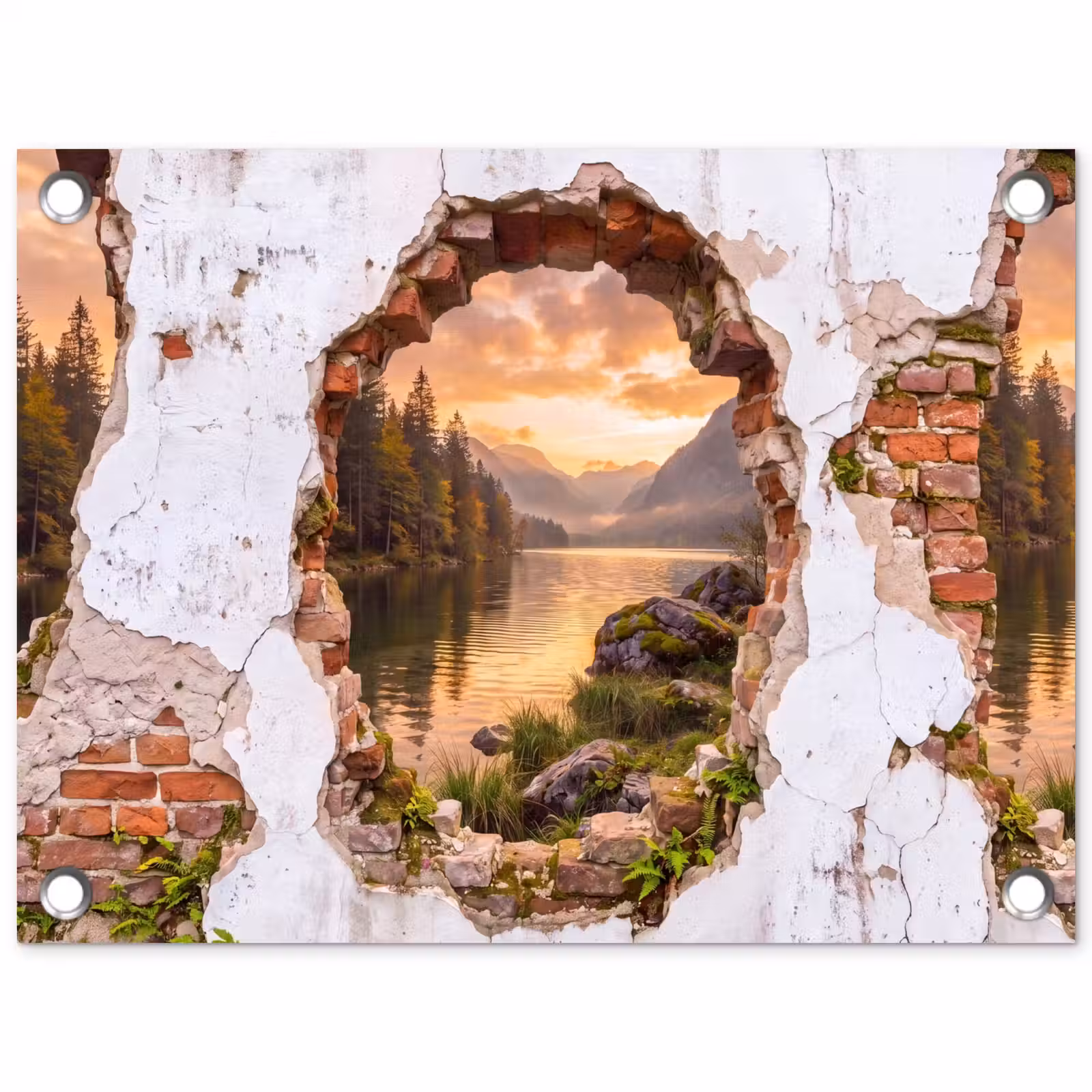 Gartenposter - Mauer – Landschaft – Natur — 1
