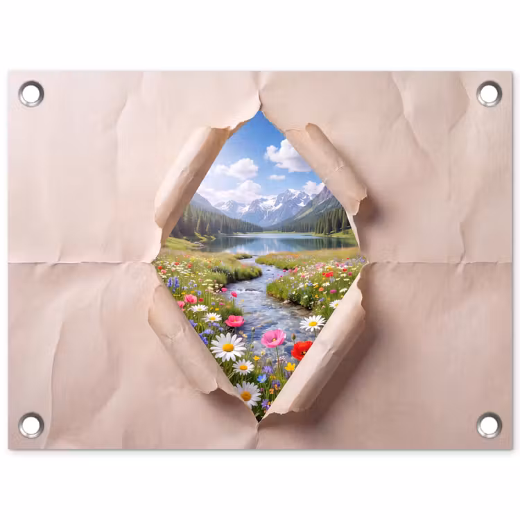 Gartenposter - Blumen – Fluss – Landschaft — 1
