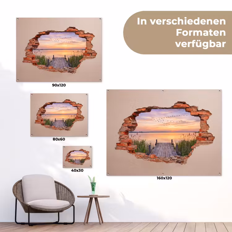 Gartenposter - Mauer – Landschaft – Illusion — 6
