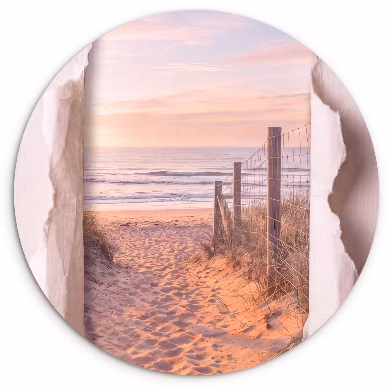 Glasbild Rund - Düne – Weg – Küste — 1