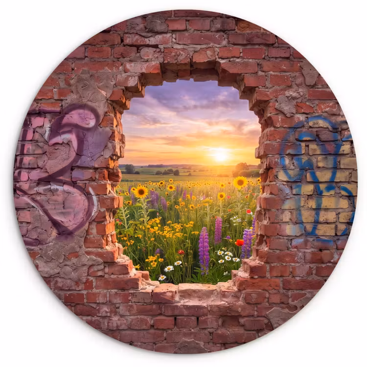 Glasbild Rund - Blumen – Feld – Natur — 1