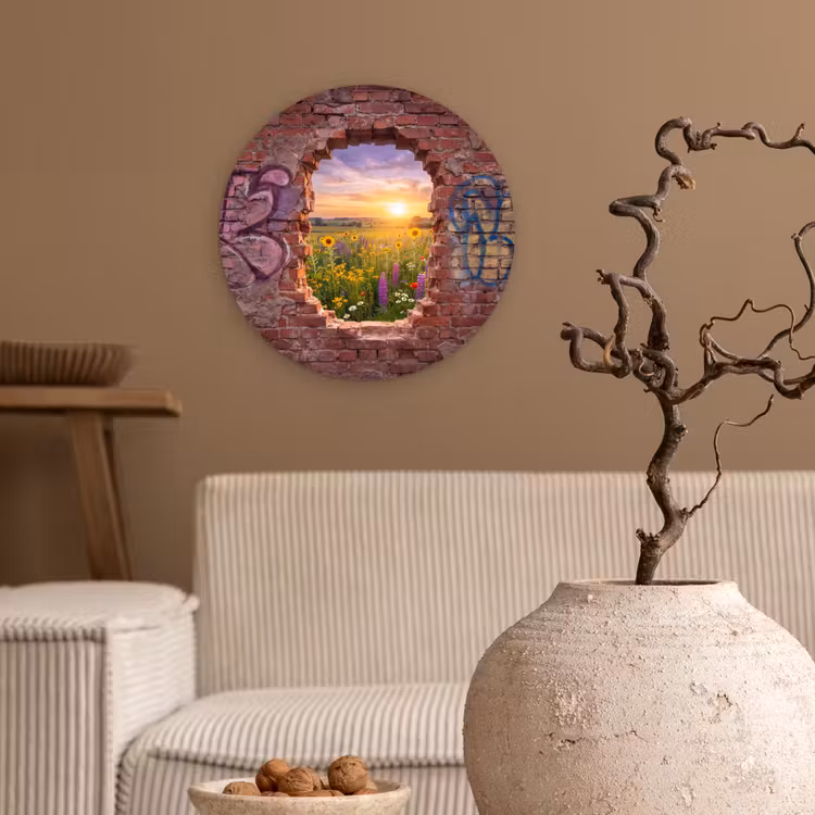 Glasbild Rund - Blumen – Feld – Natur — 2