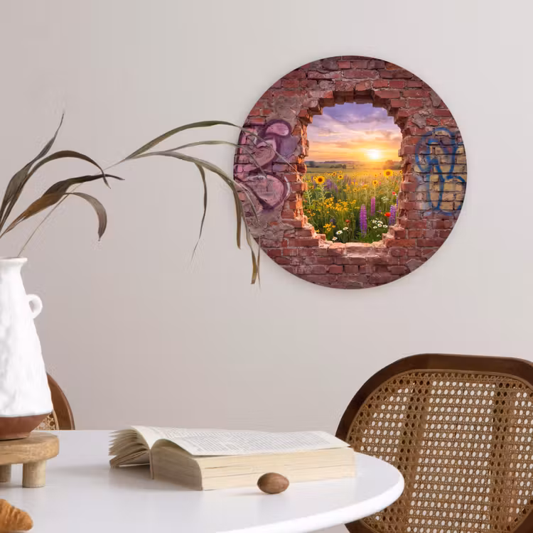 Glasbild Rund - Blumen – Feld – Natur — 4
