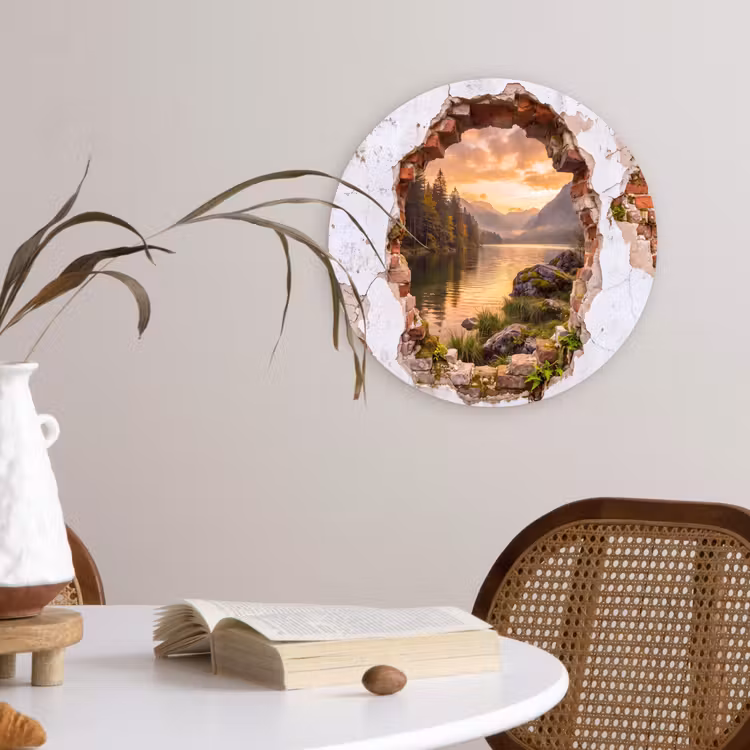 Glasbild Rund - Mauer – Landschaft – Natur — 4